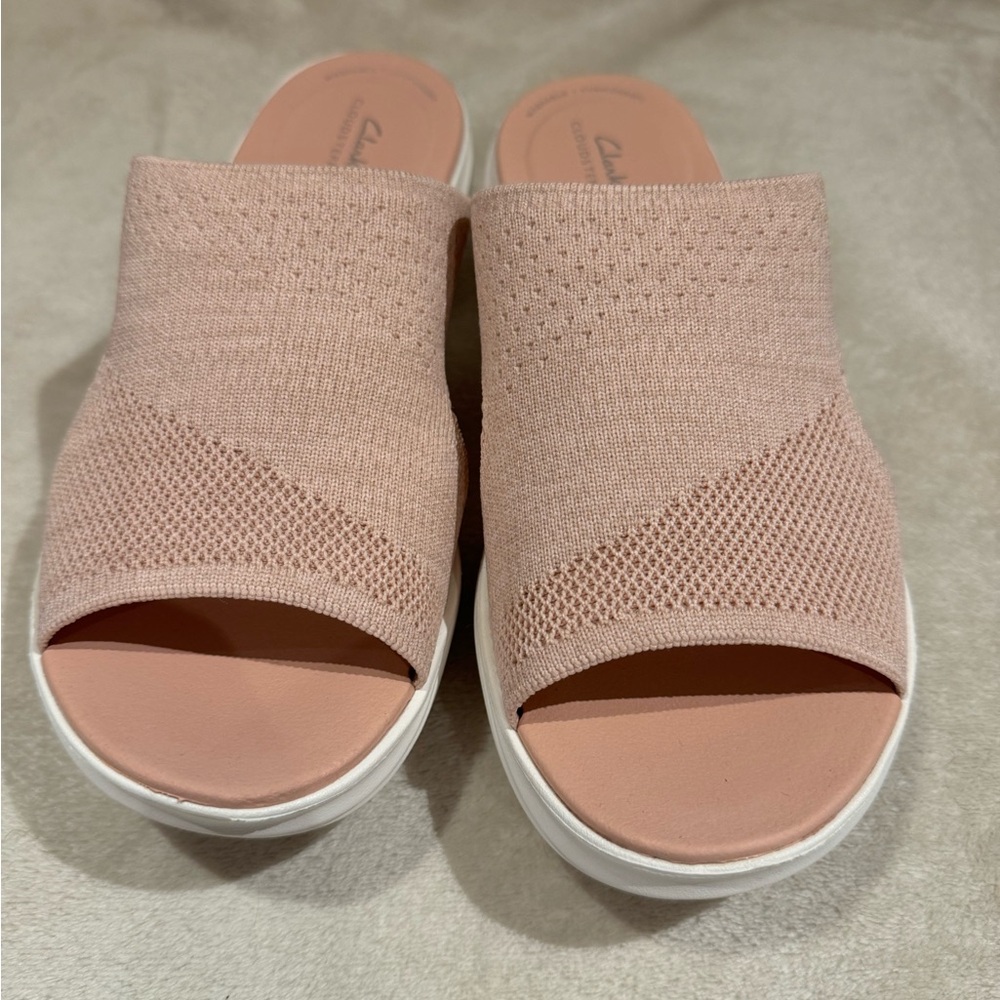 Clarks womens Marin Coral Slide Sandal, Light Pink Knit, 8.5 US